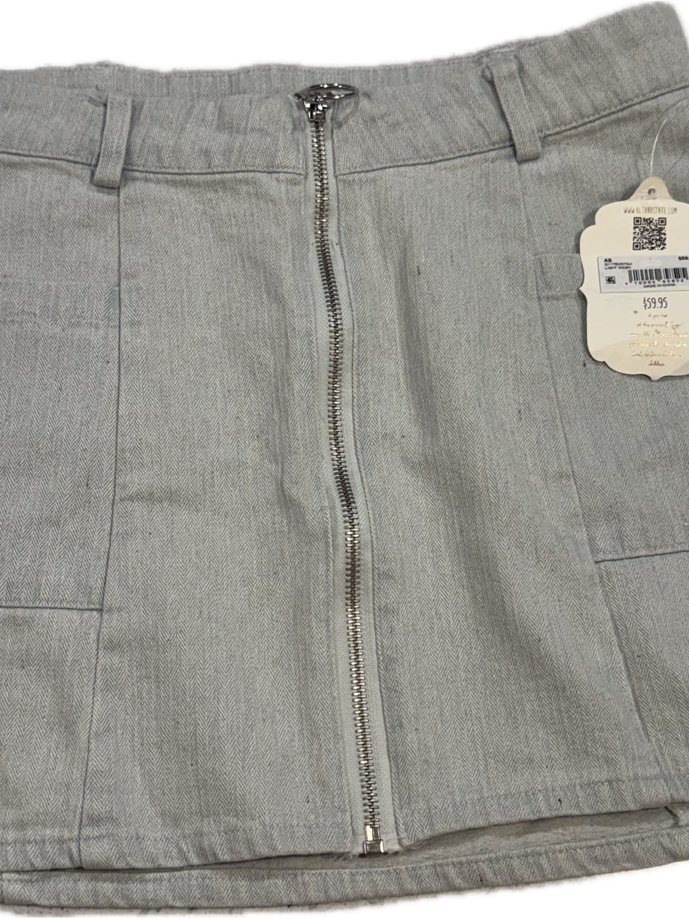 Altar'd State Light Gray Labeled Mini Skirt